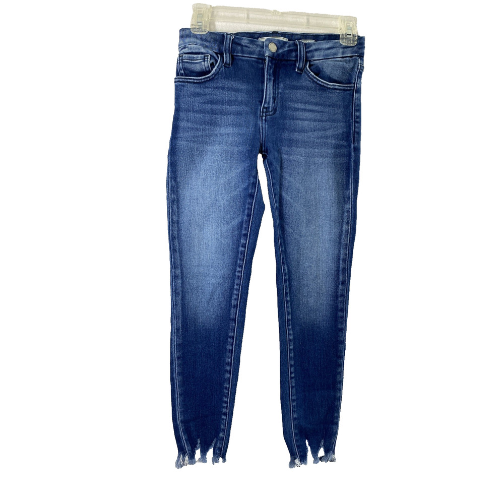 Kancan Jeans Girls Size 14 Mid Rise‎ Ankle Skinny Slim Fit Raw Hem Adjust Waist